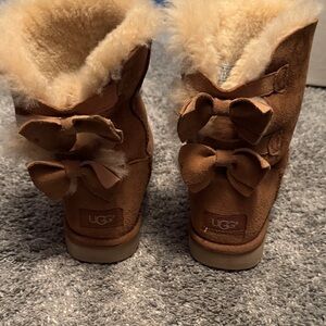 UGG Tan Shearling Bow Boots